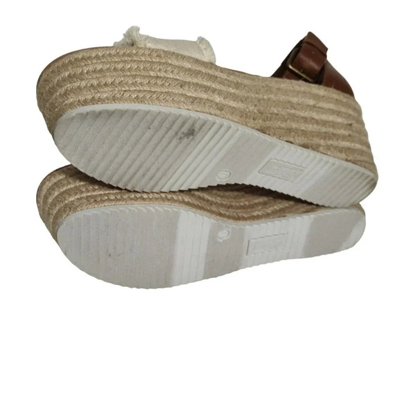 Brash Brown Cream Wedge Platform Heels Sandals Espadrille Women Size 8.5 Fringe - Picture 7 of 8